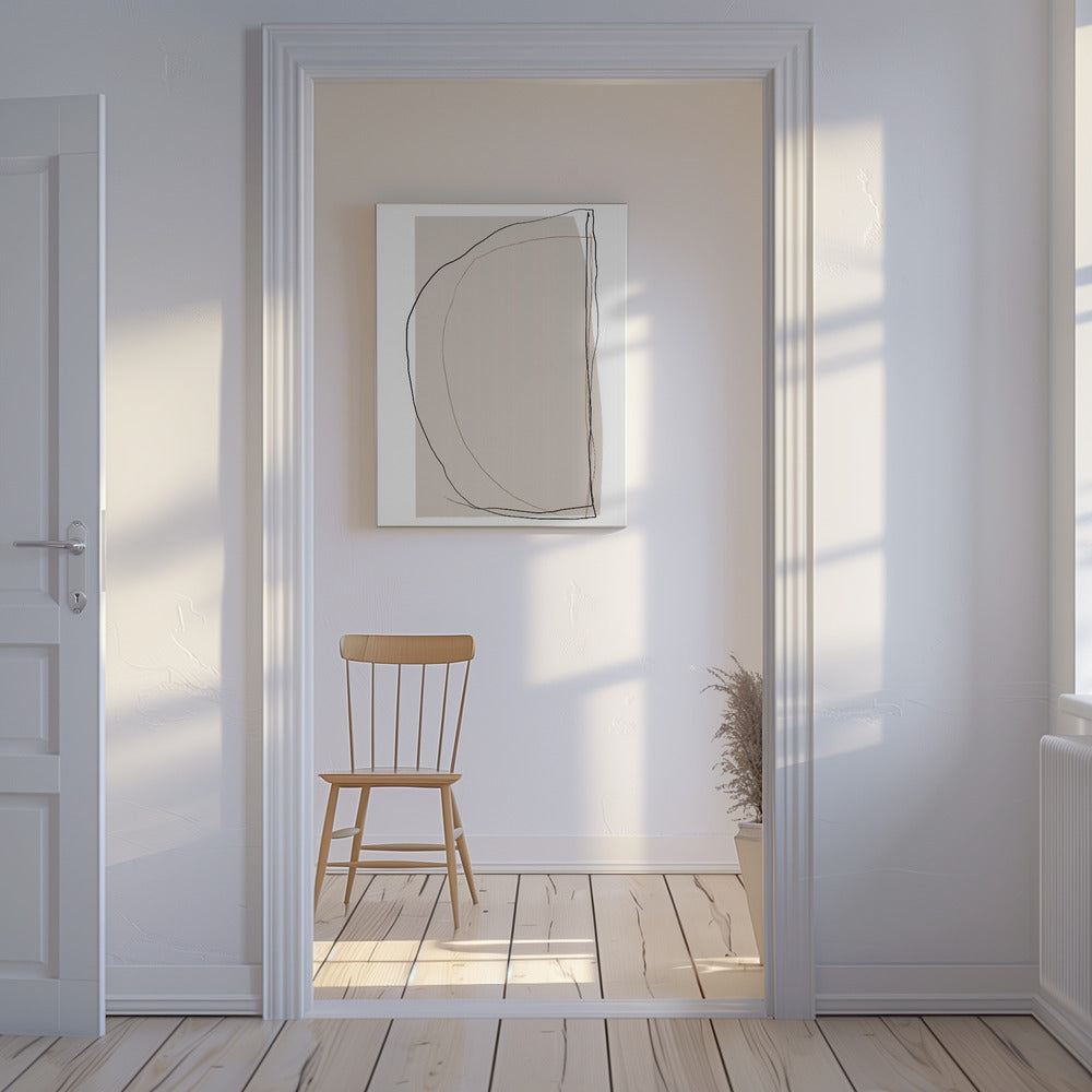 Elegant Line Art On A Neutral Beige Background | Canvas
