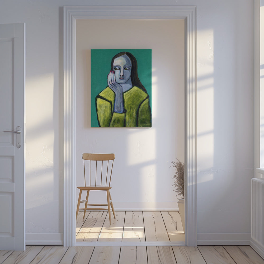Vrouw met grote handen | Canvas