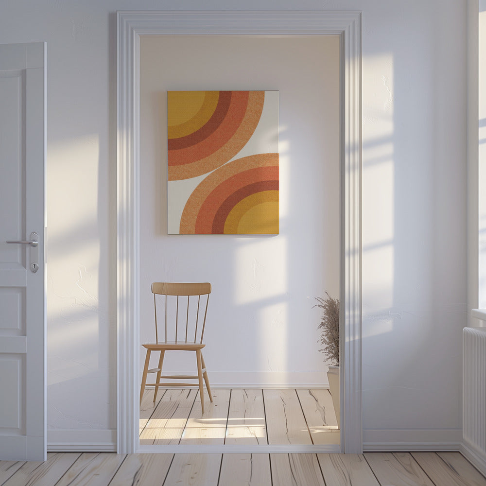 Retro Zonnestralen Golven | Canvas