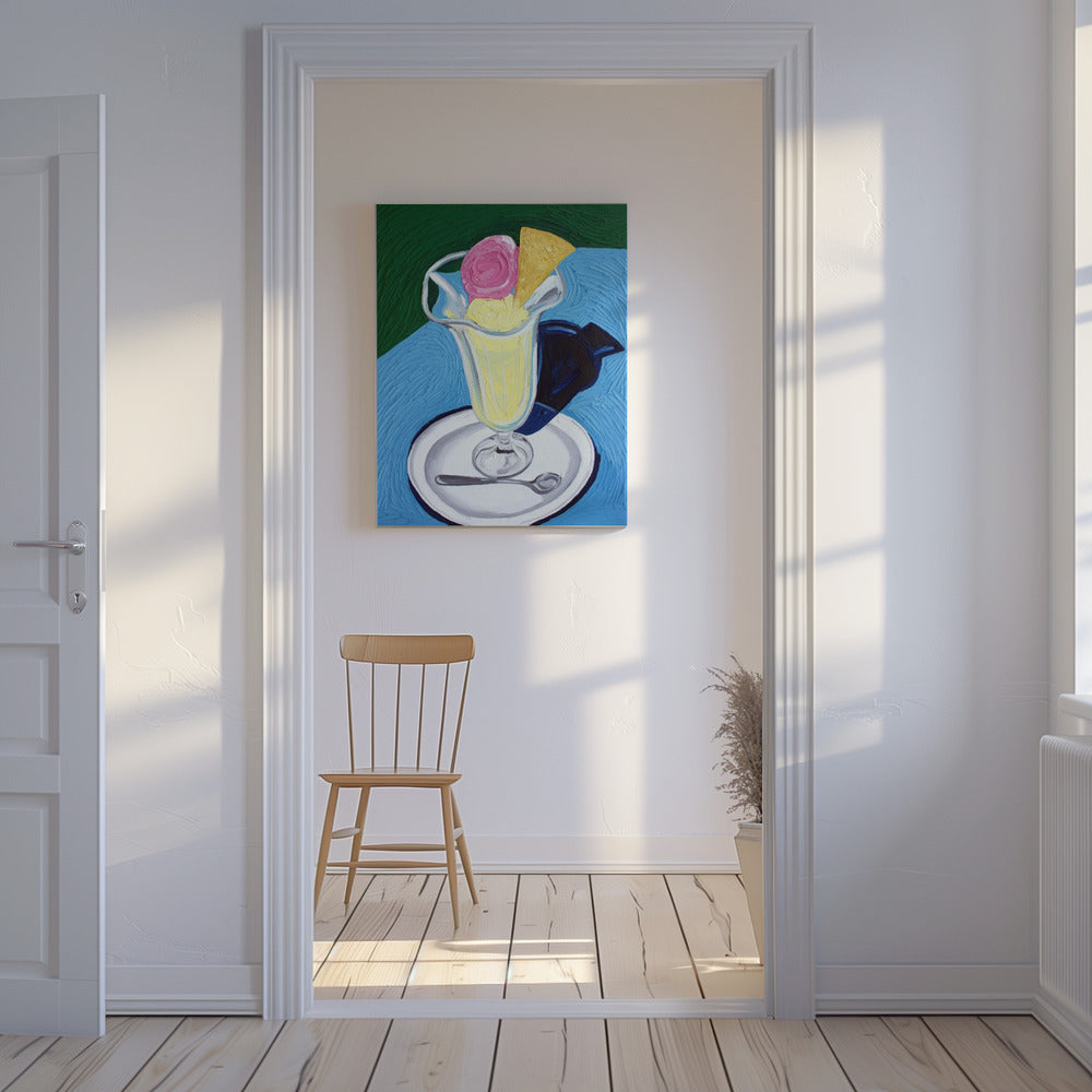 Frambozen- en vanille-ijs | Canvas