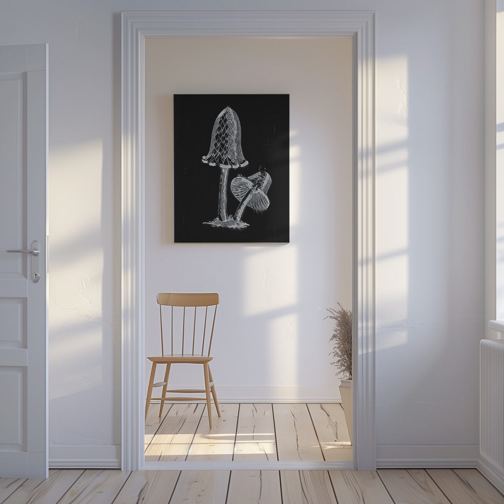Vintage Inky Cap eetbare paddenstoel donker zwart | Canvas