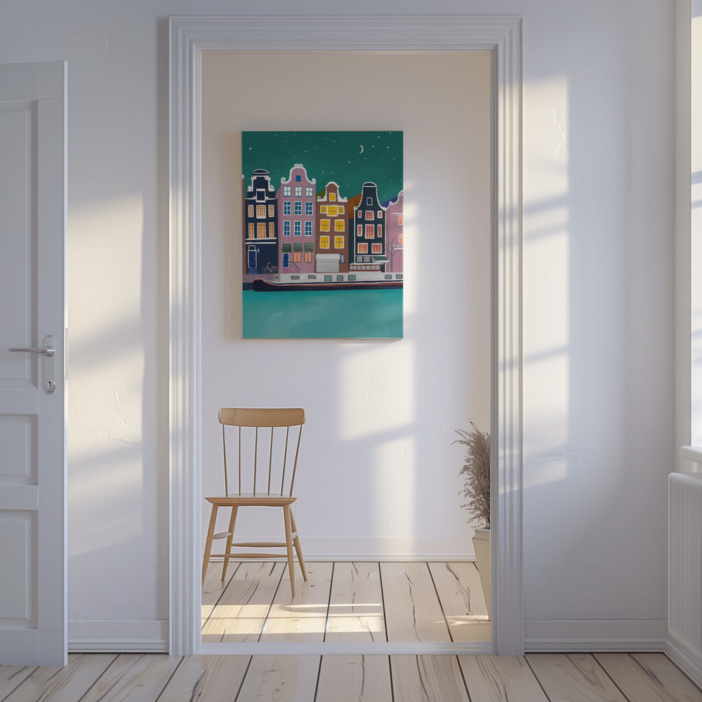 Amsterdam bij nacht | Canvas