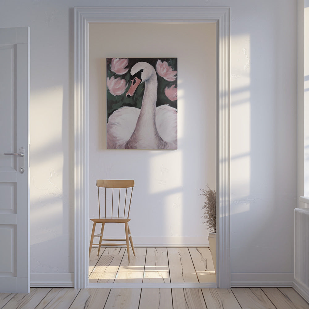 Zwaan in de vijver | Canvas