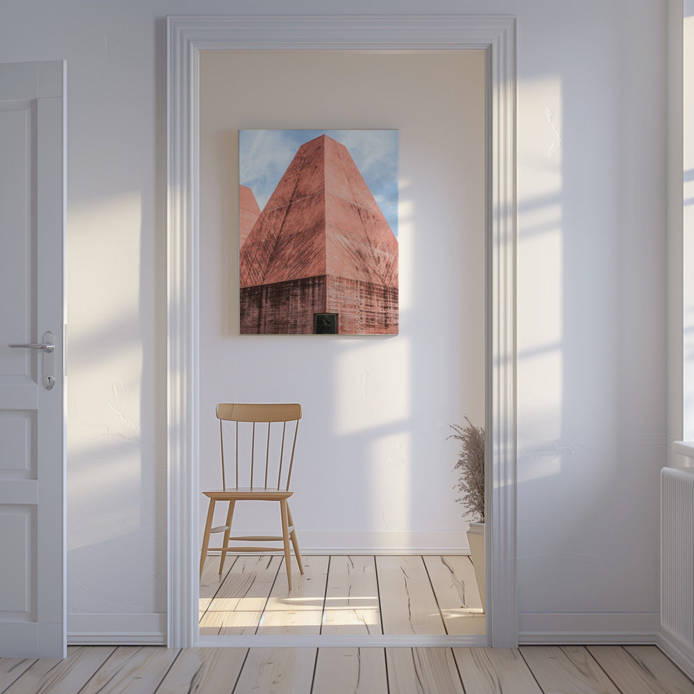 Karmozijnrode geometrische toren | Canvas