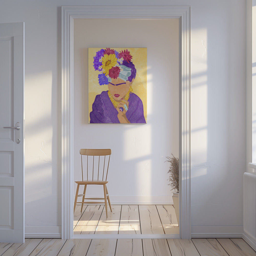 Frida en bloemen | Canvas
