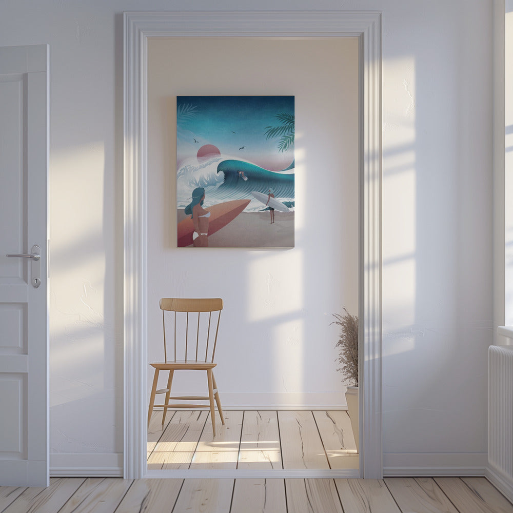 Zonsondergang Surfscène | Canvas