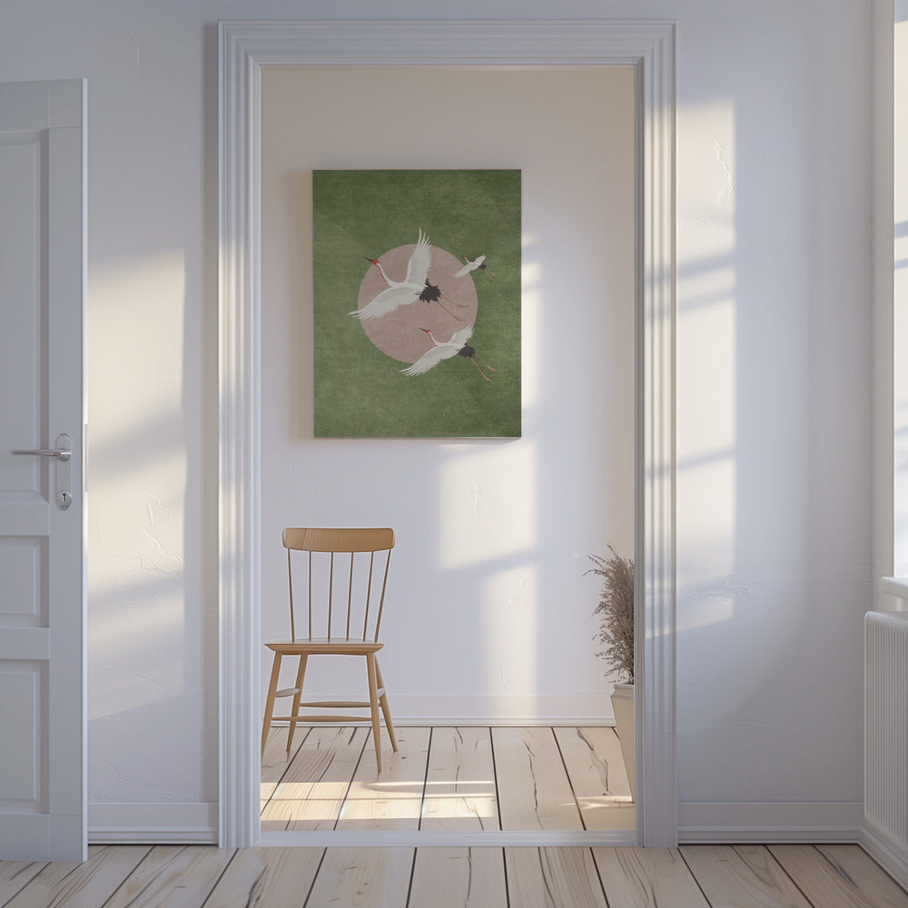 Kranen in vlucht | Canvas