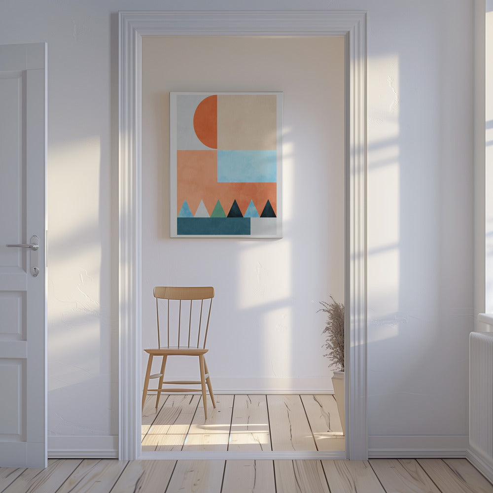 Ruimtes Blauwe Driehoek | Canvas