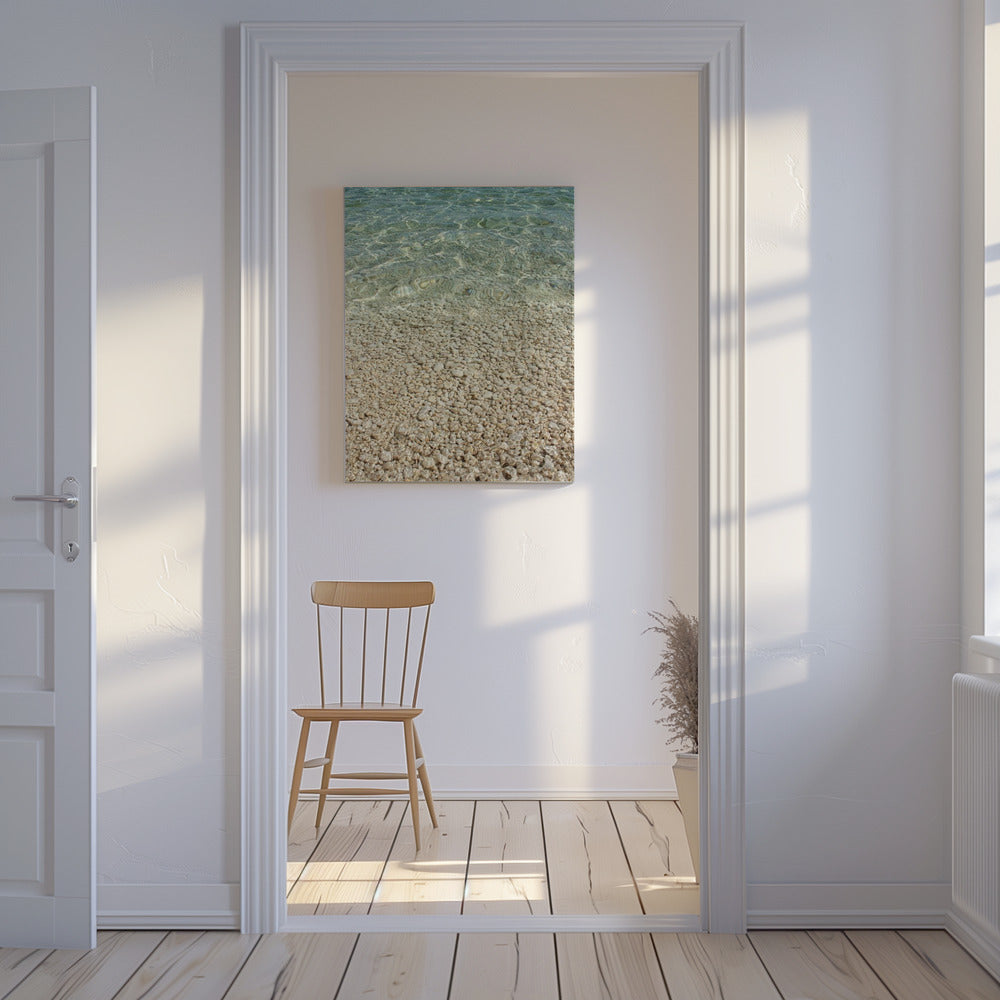 Aqua Ocean en gouden kiezels | Canvas