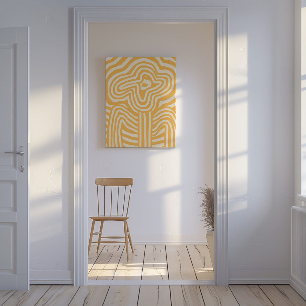 Gele gestreepte bloem | Canvas