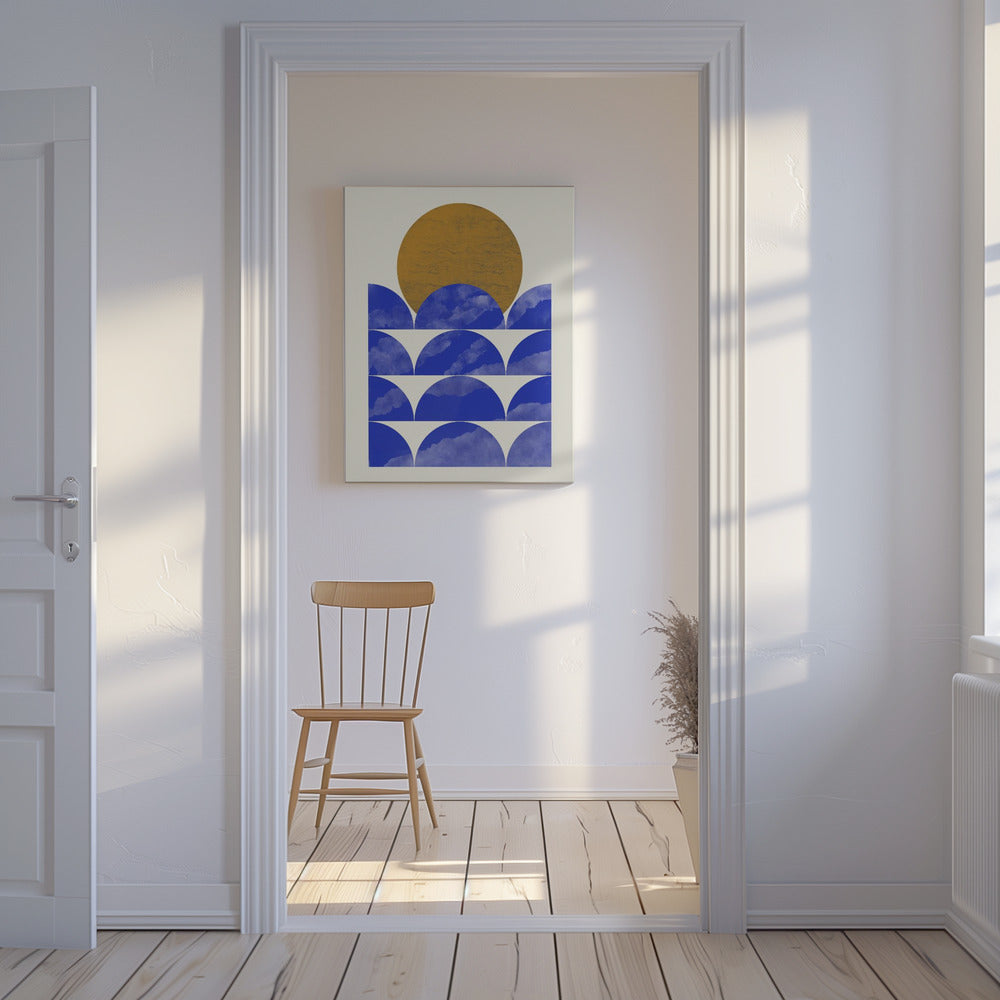 Geometrische zonsondergangcompositie | Canvas
