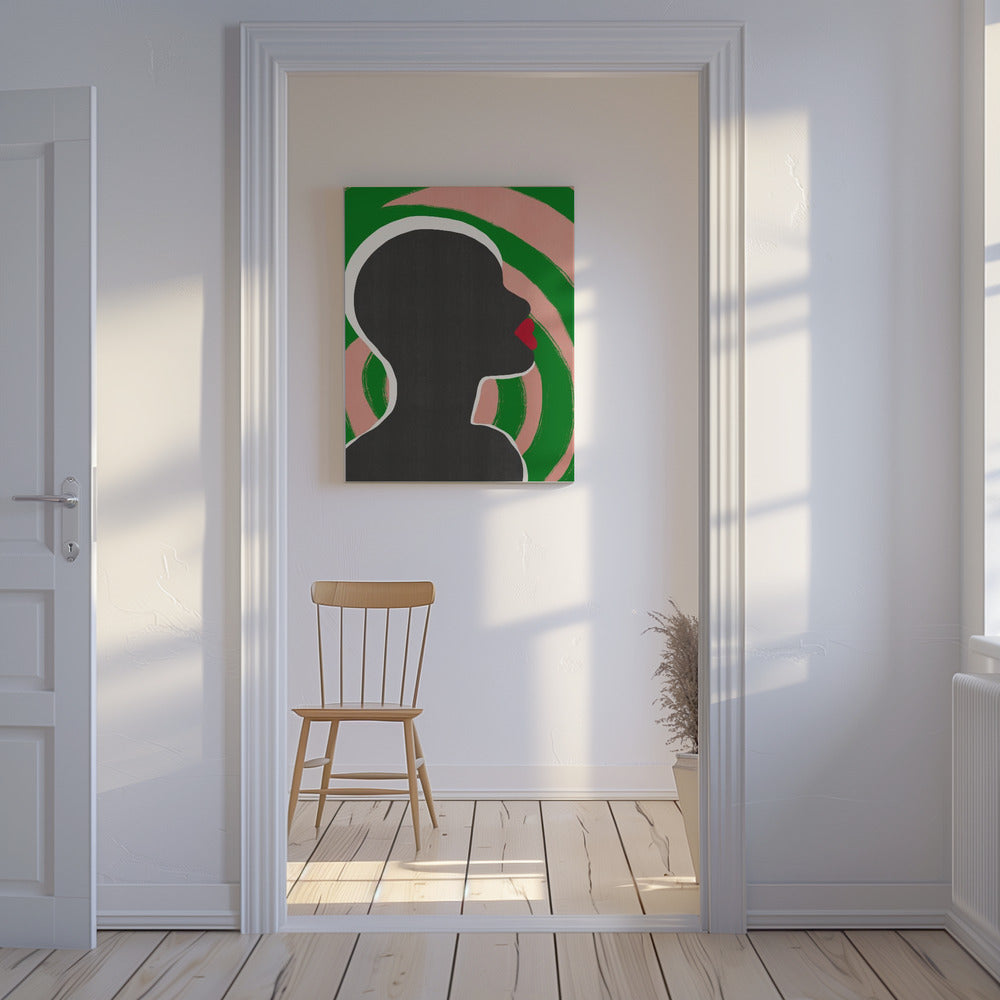 Anoniem portret in groene spiraal | Canvas