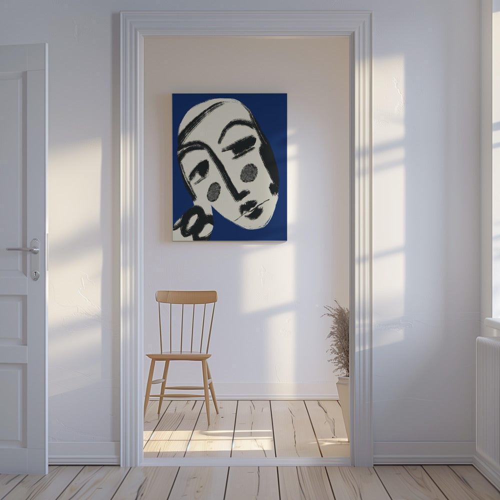 Rustend portret in blauw | Canvas