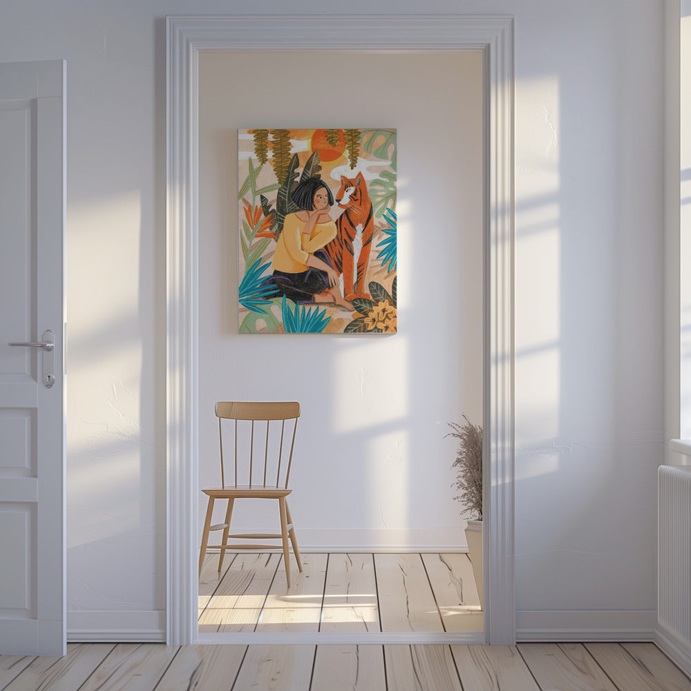 Woman with Tiger | Canvas