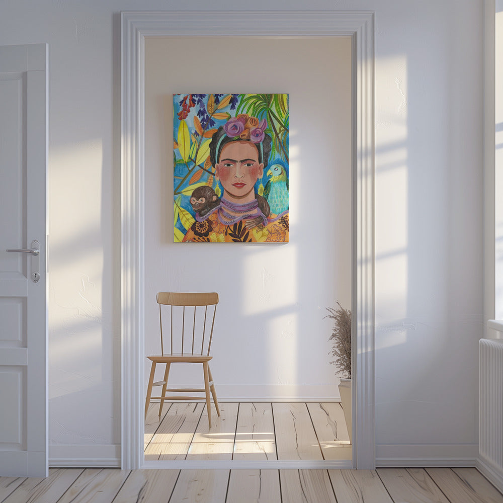 Frida and her parrots | Canvas