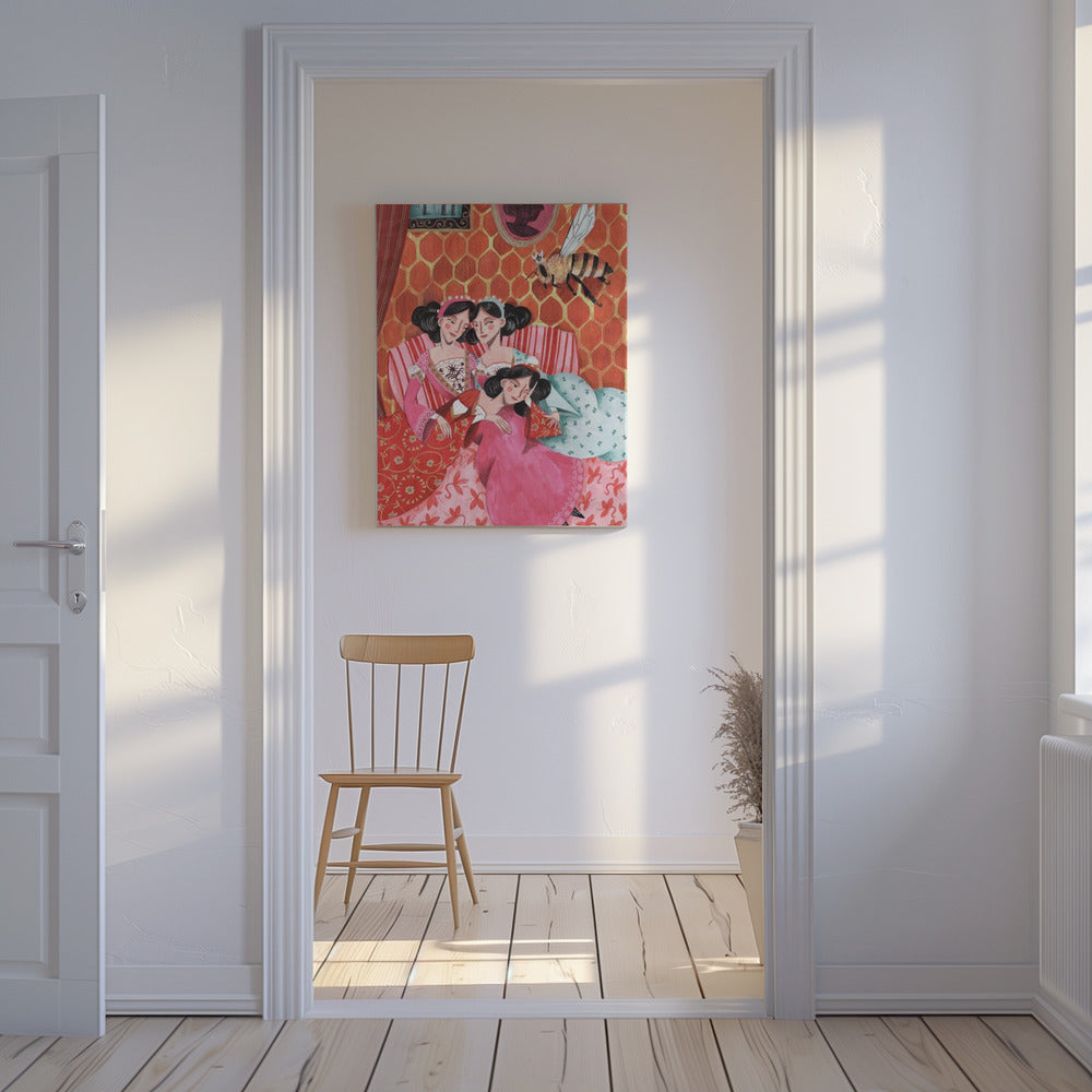 The queen bee and pink princesses | Canvas