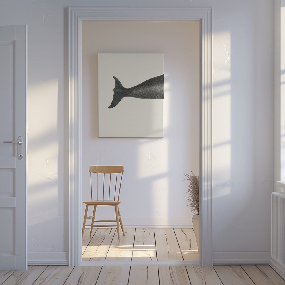 Whale Tight Crop I Handgekleurde zeelevenlithografie 1824 | Canvas