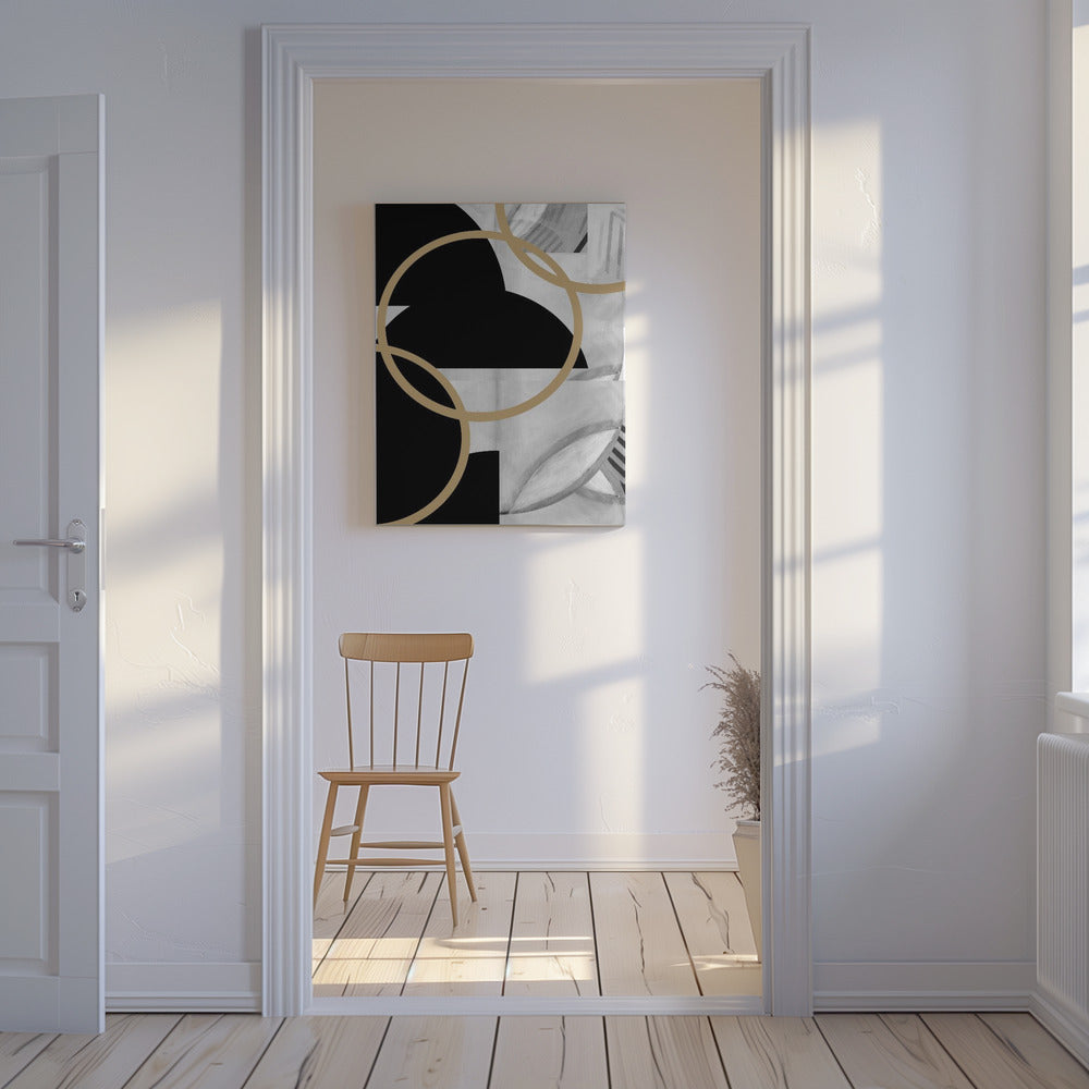 Zwart-witte strepen gouden bollen nr. 3 | Canvas