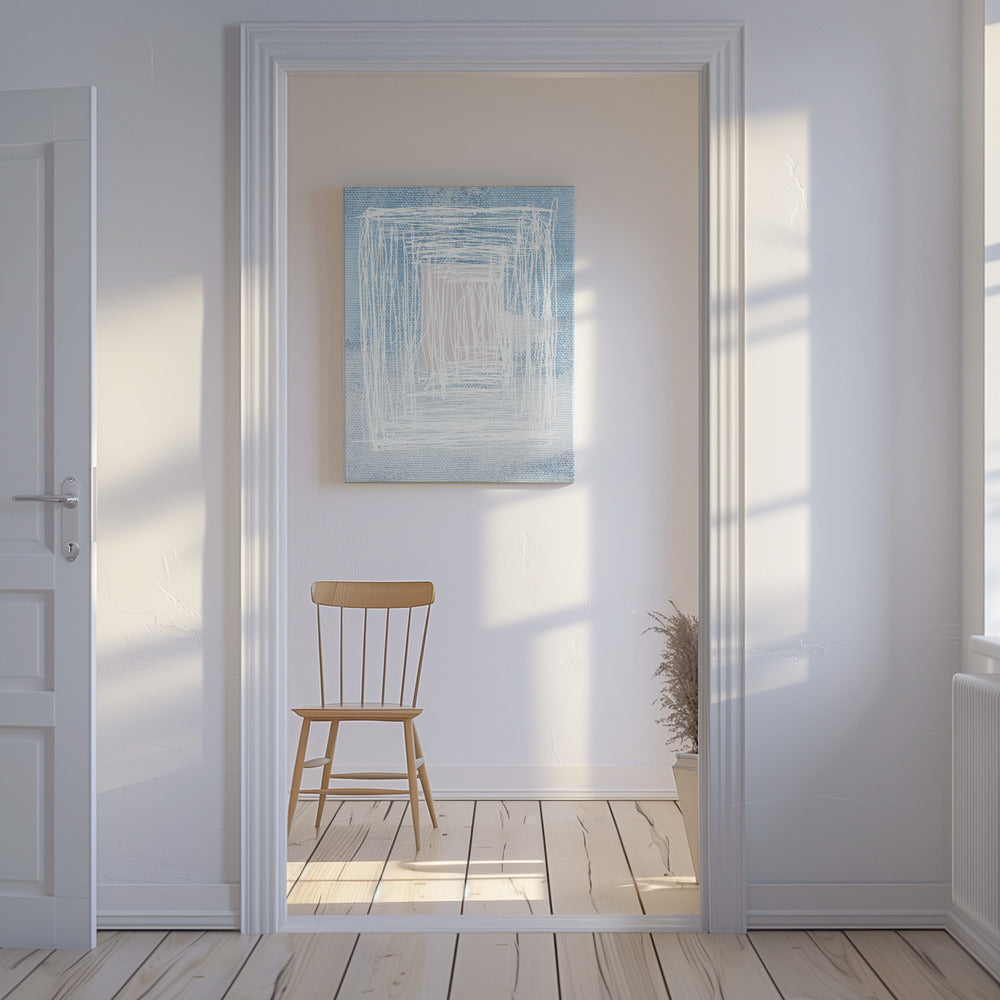 Witte lineaire patronen met geometrisch ontwerp | Canvas
