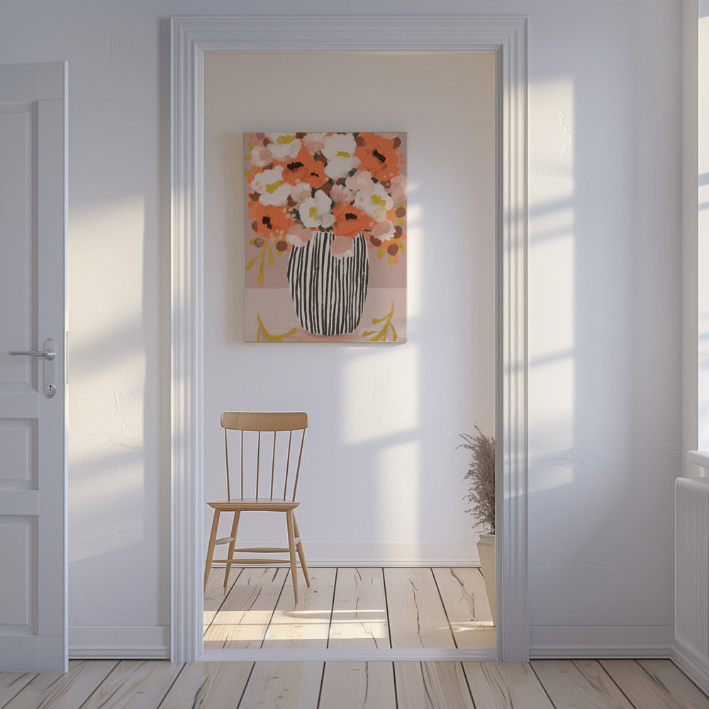 Gestreepte vaasbloemen | Canvas