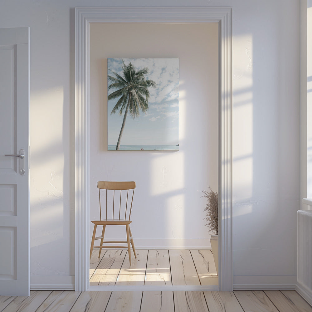 Palmboom op het strand 2 | Canvas