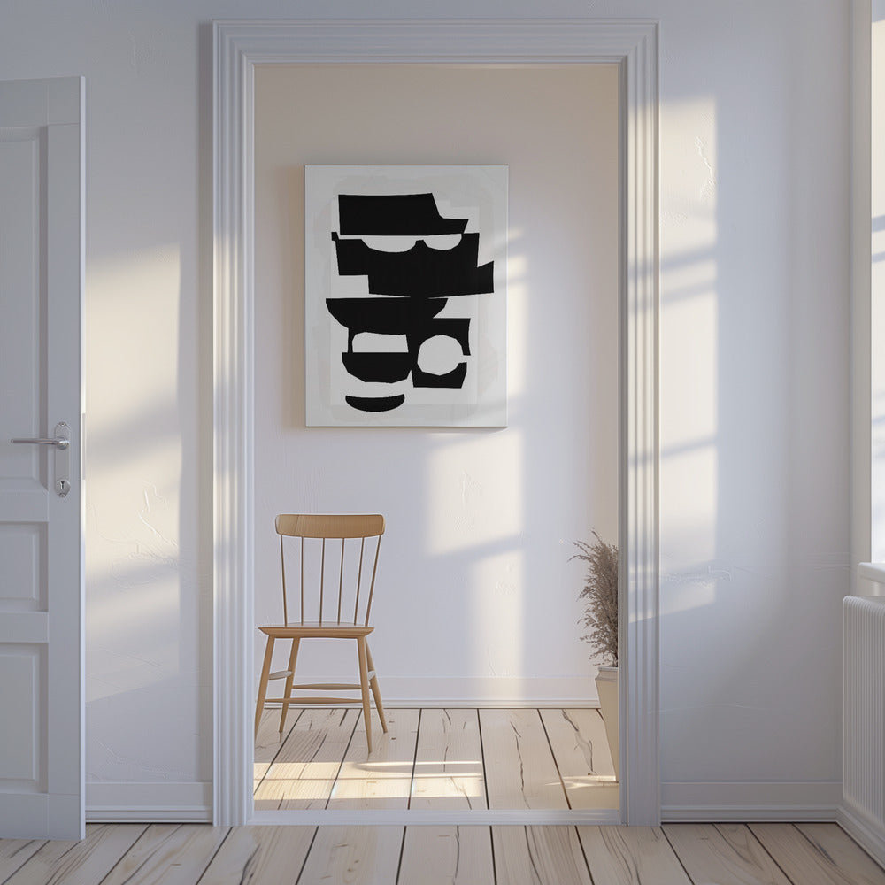 Zwart-witte uitgesneden vormen 1 | Canvas