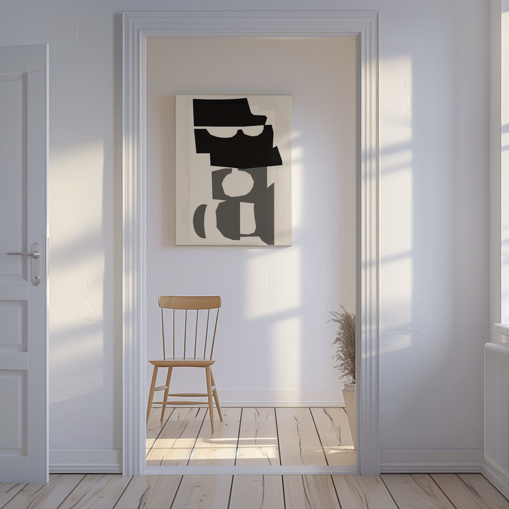 Zwart-witte uitgesneden vormen 2 | Canvas