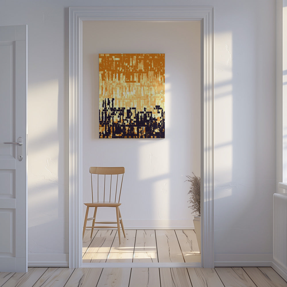 Oranje en zwart kleurenpalet met gepixelde texturen | Canvas