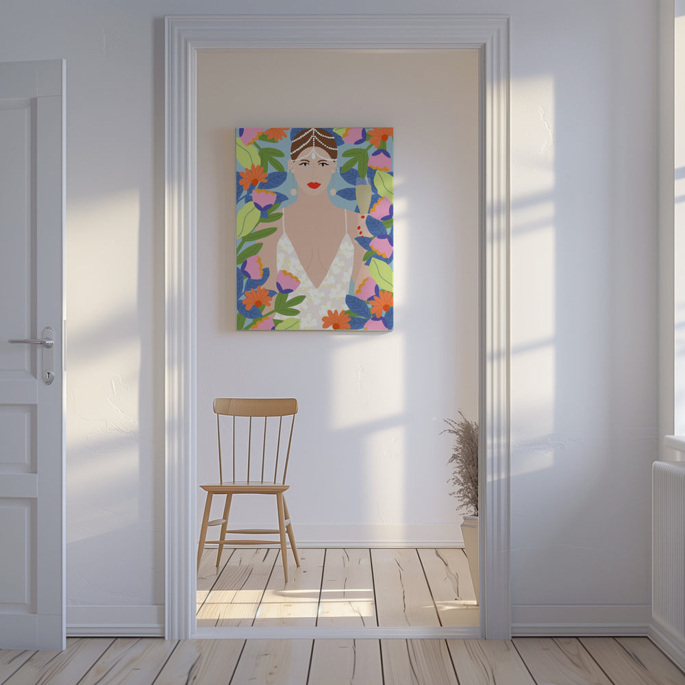 Zomerkoningin in bloemen | Canvas