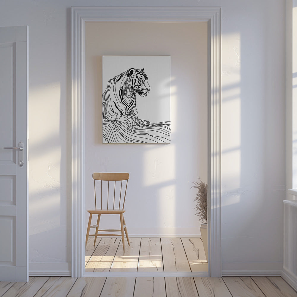 Lijnenkunst Tijger | Canvas