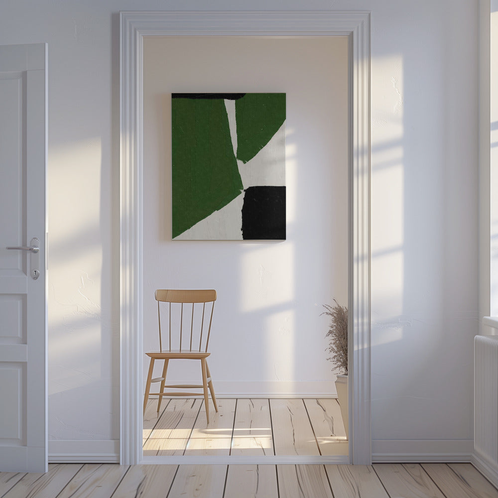 Abstracte groene vormen | Canvas