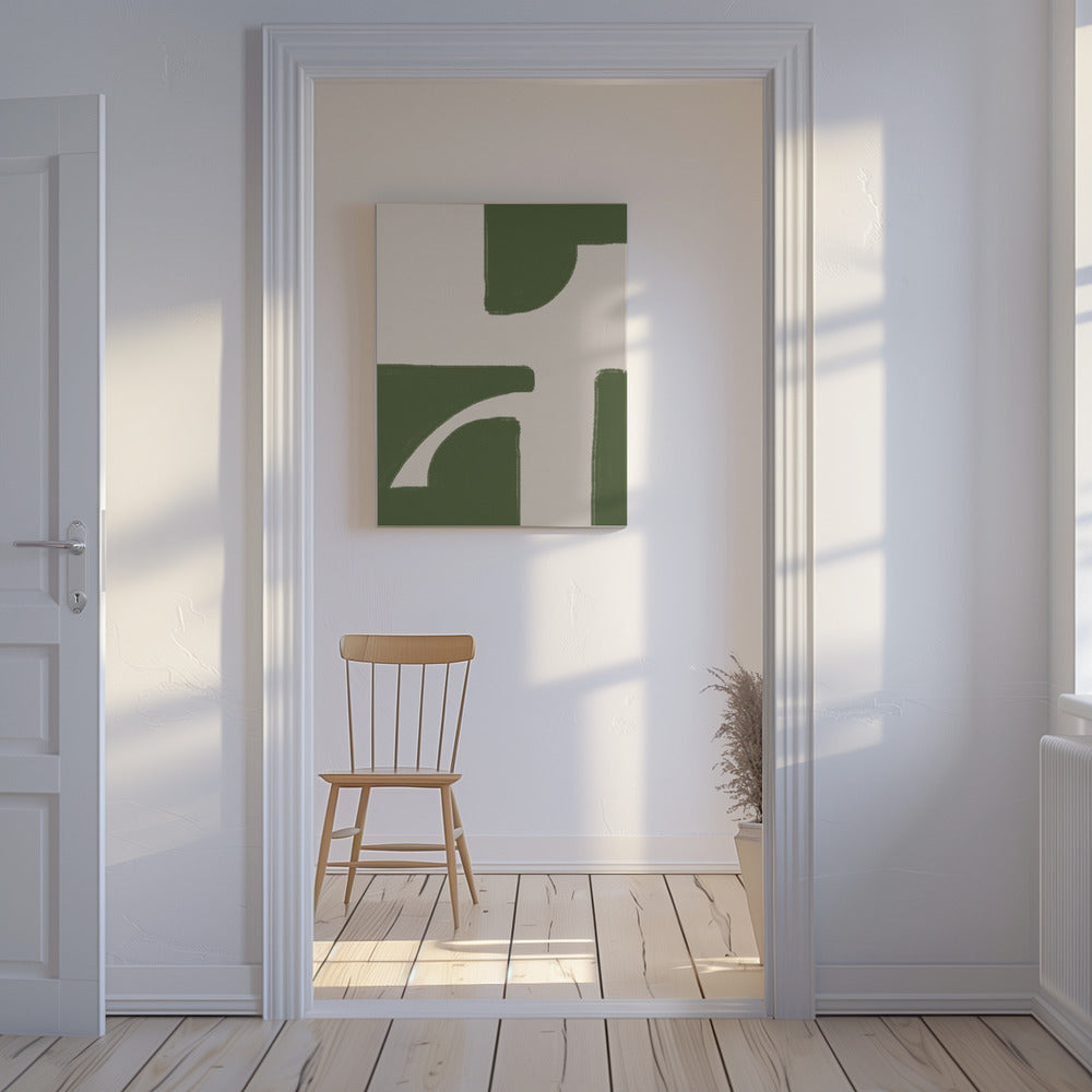 Groene geometrische stroom | Canvas