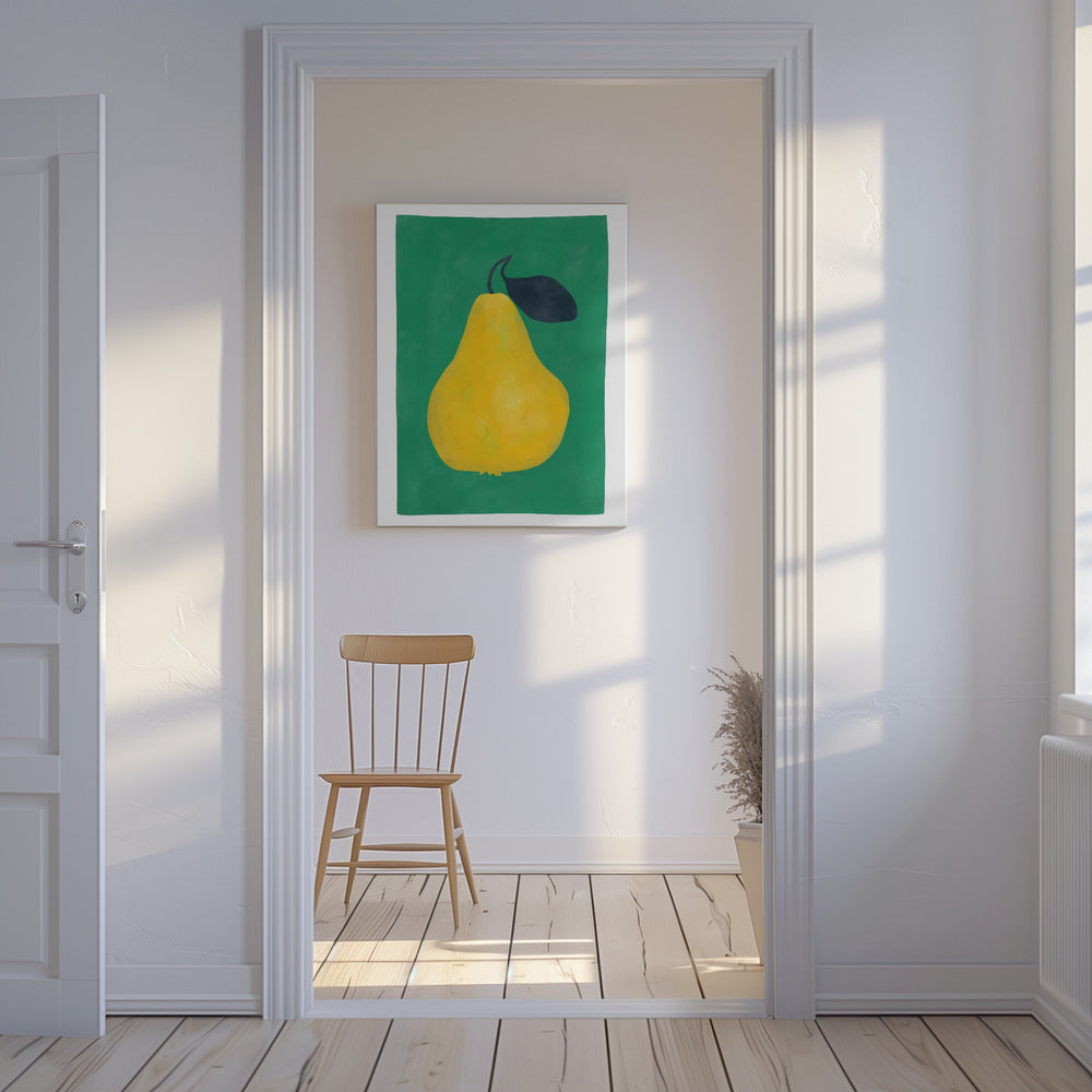 Minimalistische gele peer | Canvas