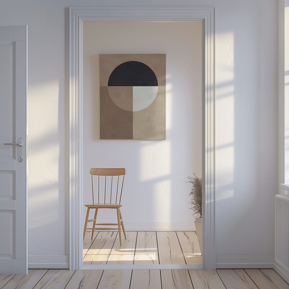 Bruine geometrie 7 | Canvas