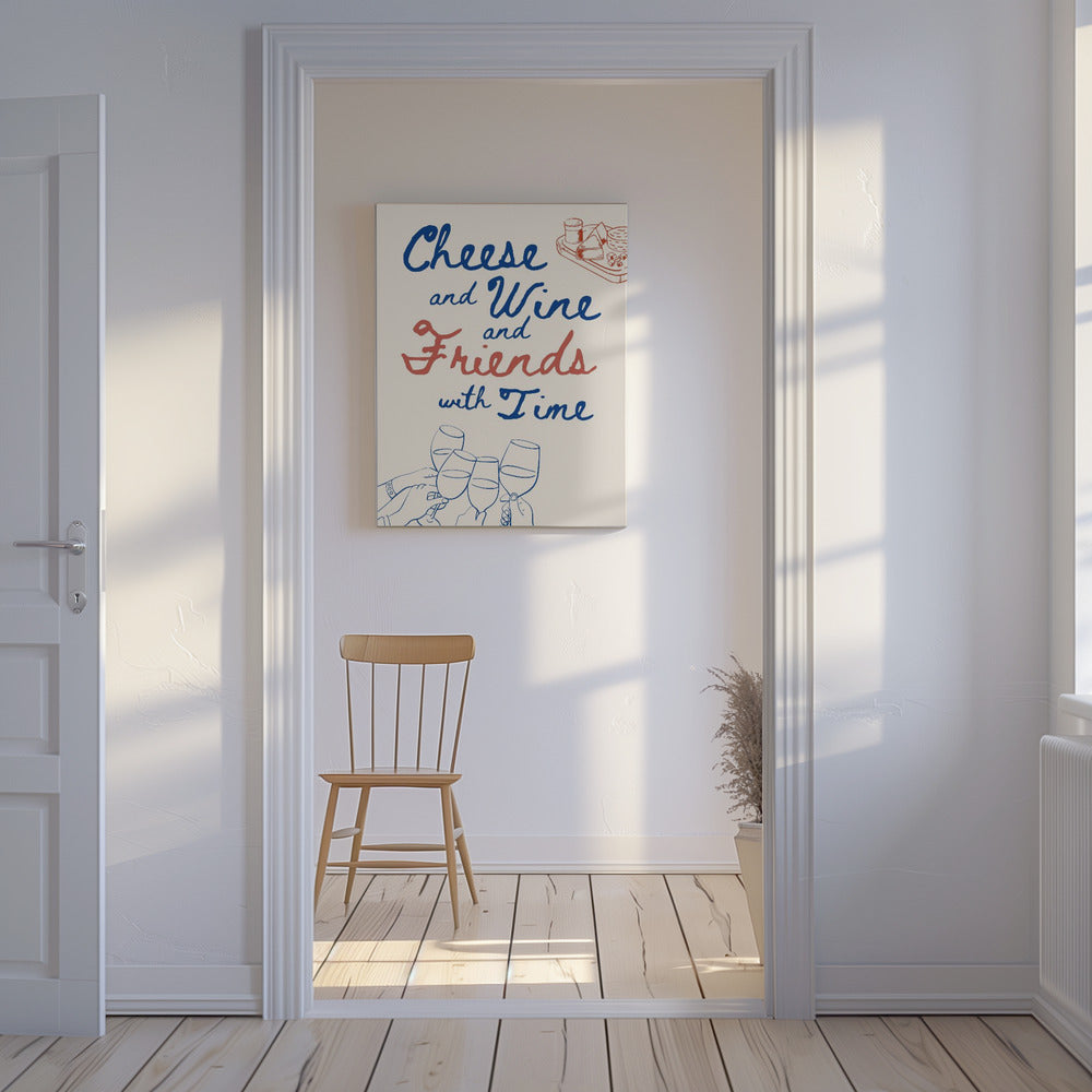 Kaas en wijn..., Tekst + Illustratie | Canvas