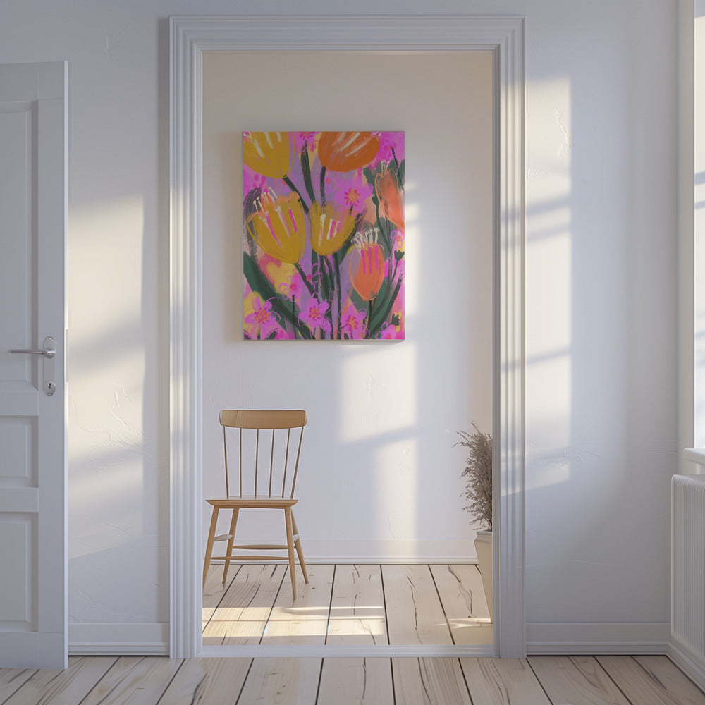Levendige Bloemblaadjesdans | Canvas