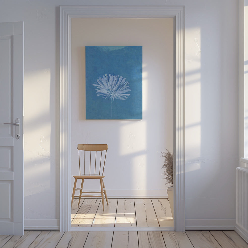 White Flower On Blue Background | Canvas