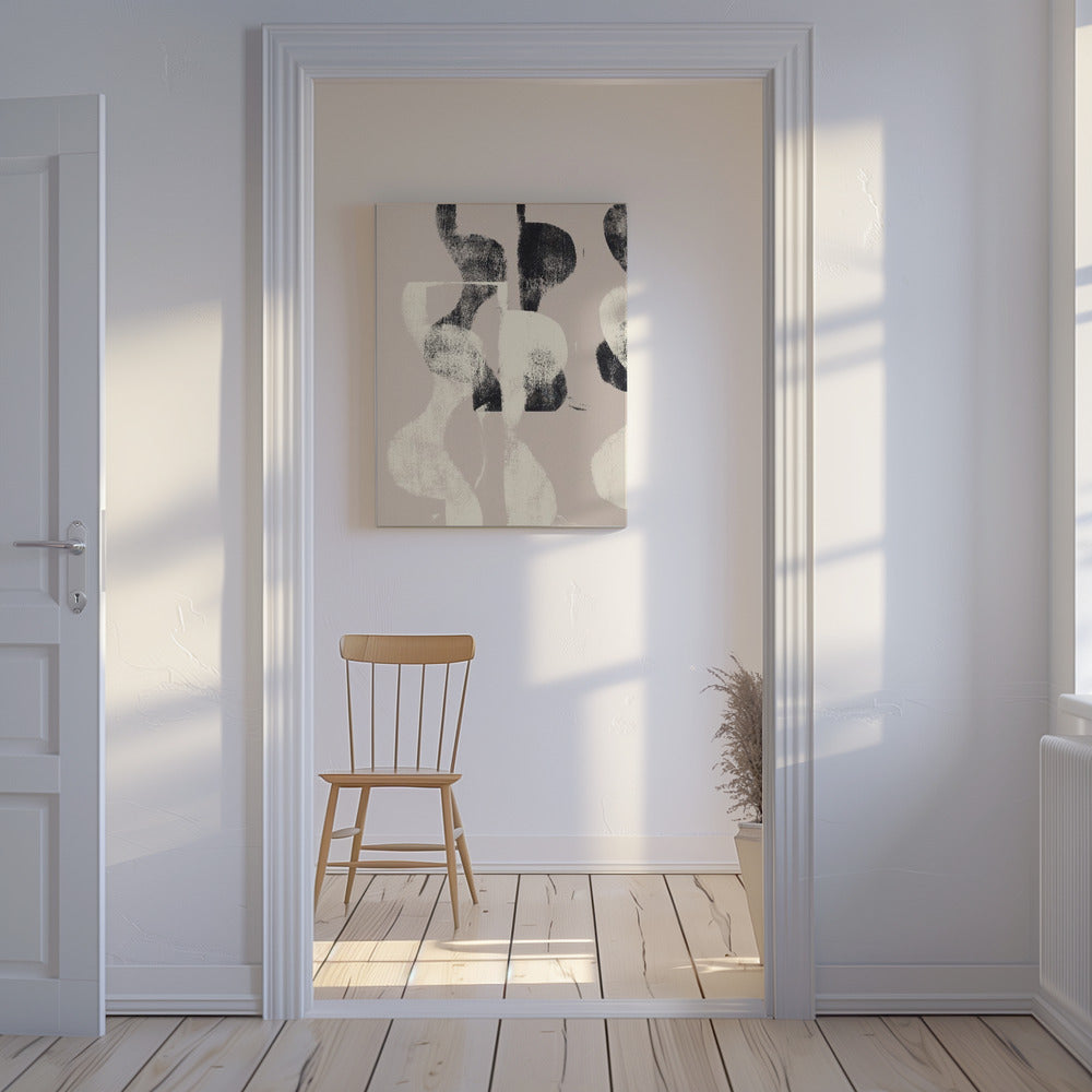 Tango – Organische vormen in zwart en beige | Canvas