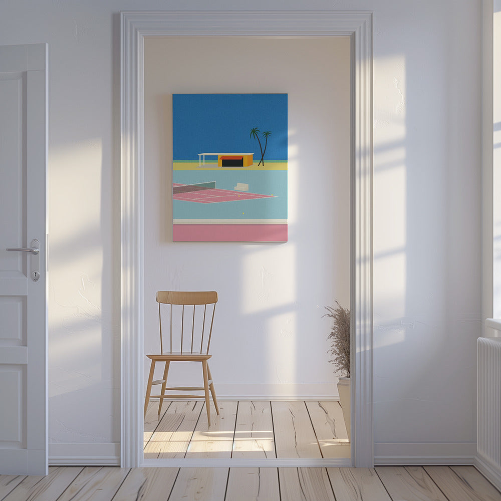 Tennis aan het strand | Canvas