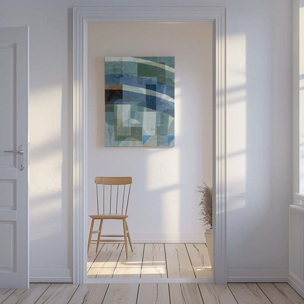 Abstracte blauwe en neutrale vormen 1 | Canvas