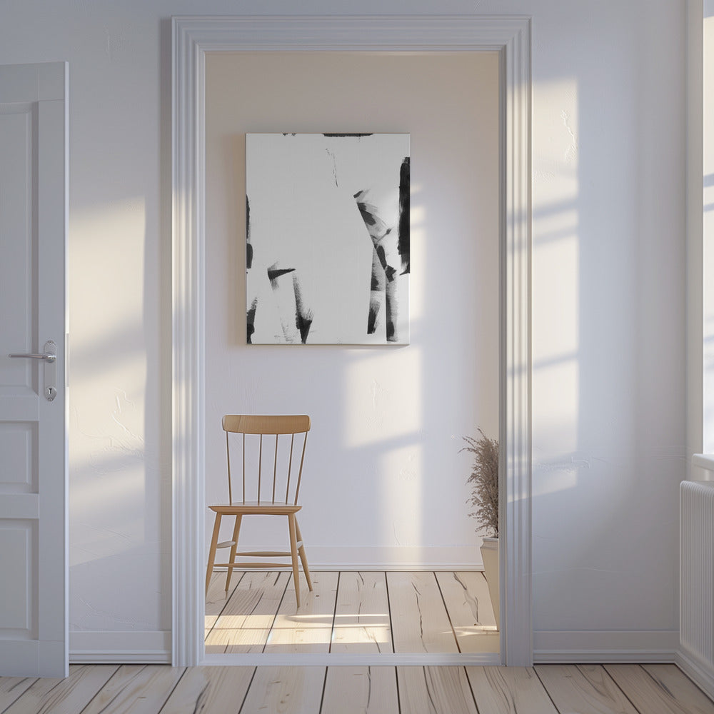 Minimaal zwart-wit abstract 3 | Canvas