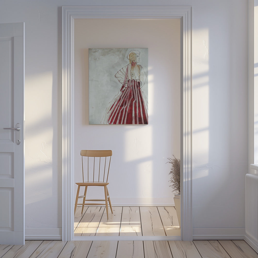 Vrouw in het rood | Canvas