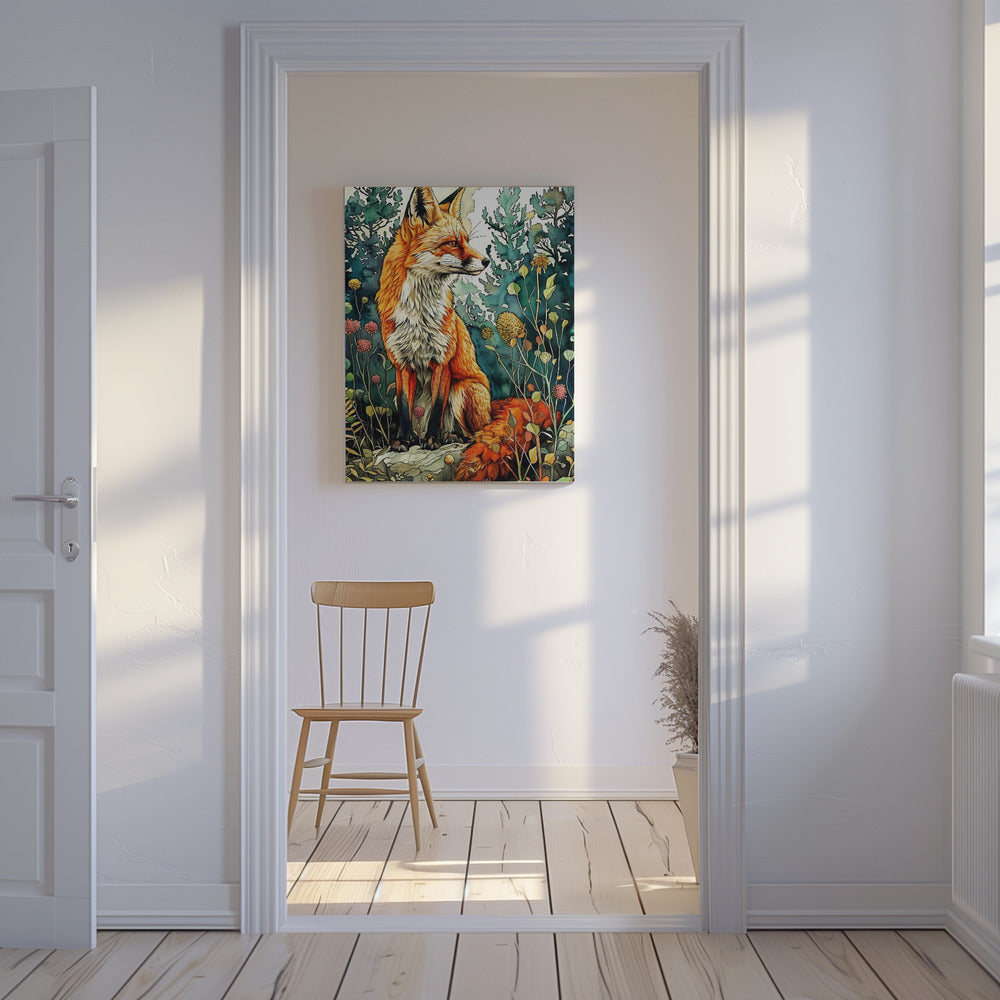 Aquarelkunst van een vos 13 | Canvas