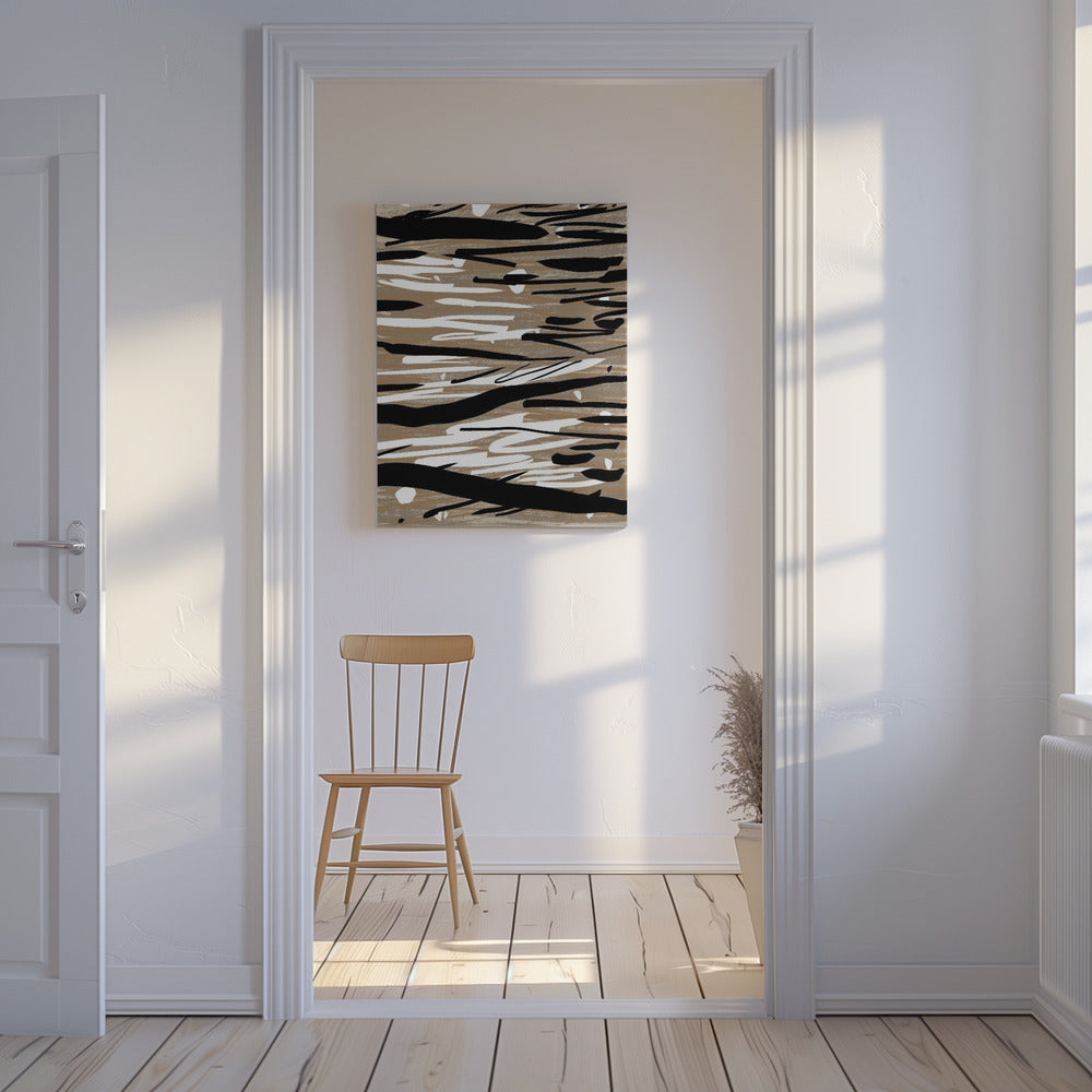 Zwart-witte penseelstreken | Canvas