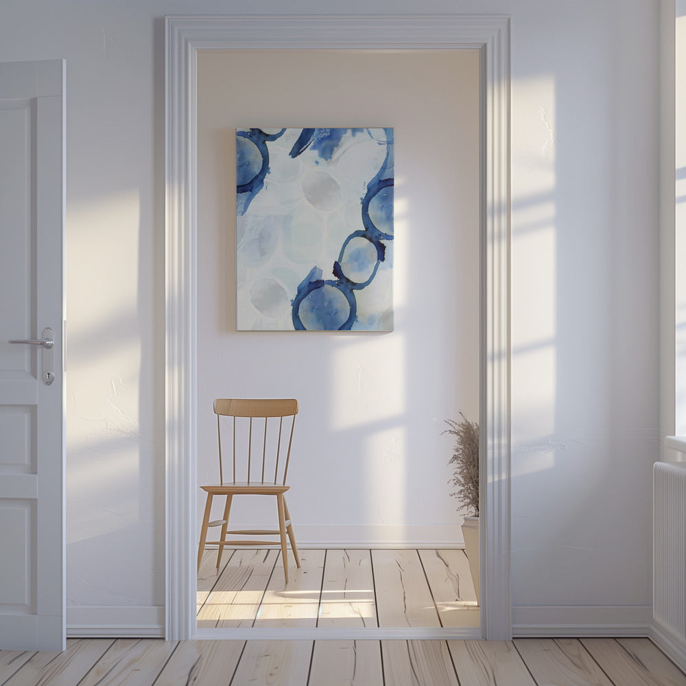 Blauwe abstracte wervelingen 3 | Canvas