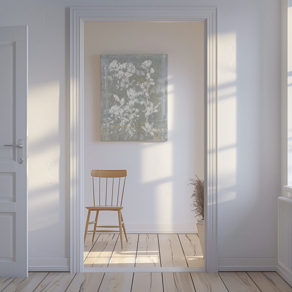 Botanisch wit getextureerd bloemenmotief 1 | Canvas