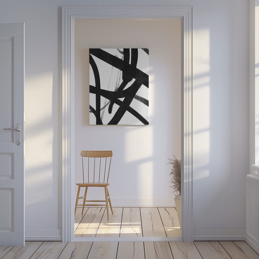 Gedurfde zwarte penseelstreken | Canvas