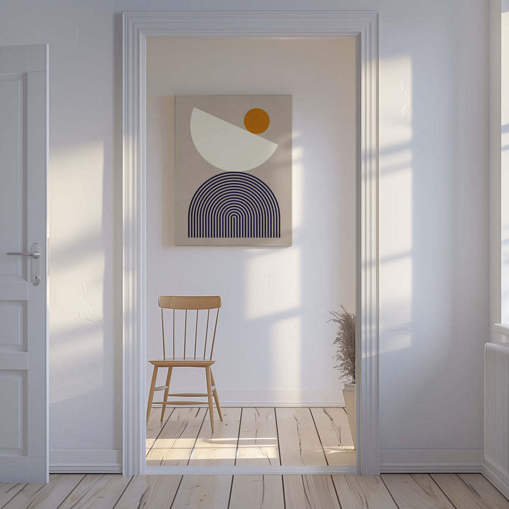 Lijnen en halve cirkels 1 | Canvas