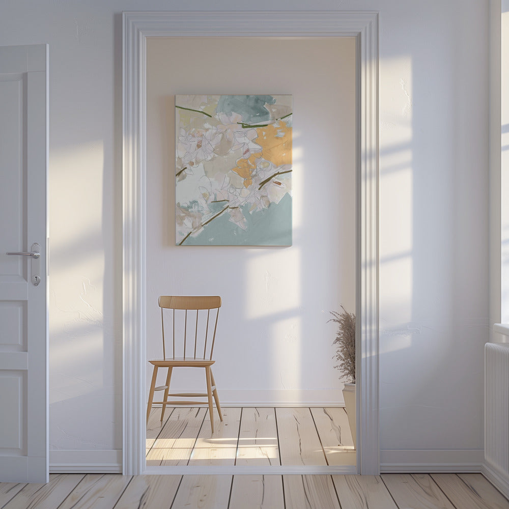 Romantische pastelkleurige bloemenprint | Canvas