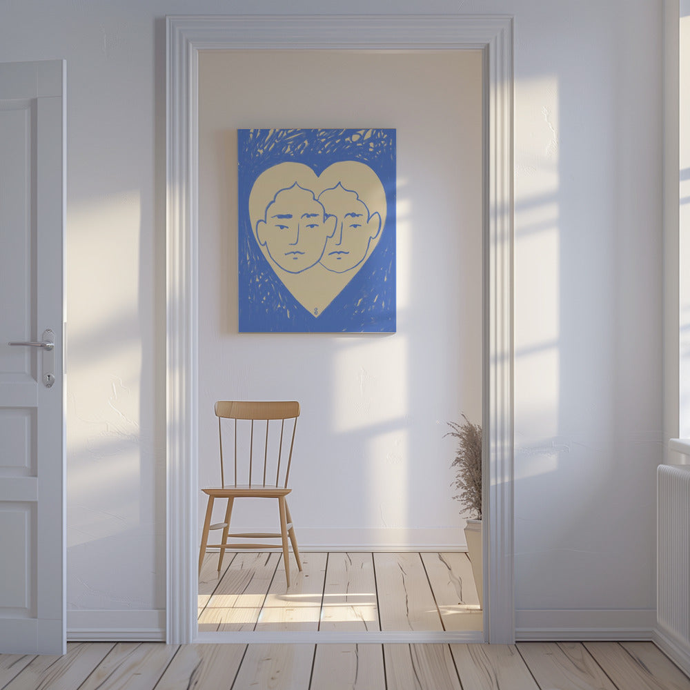 Twee abstracte gezichten | Canvas